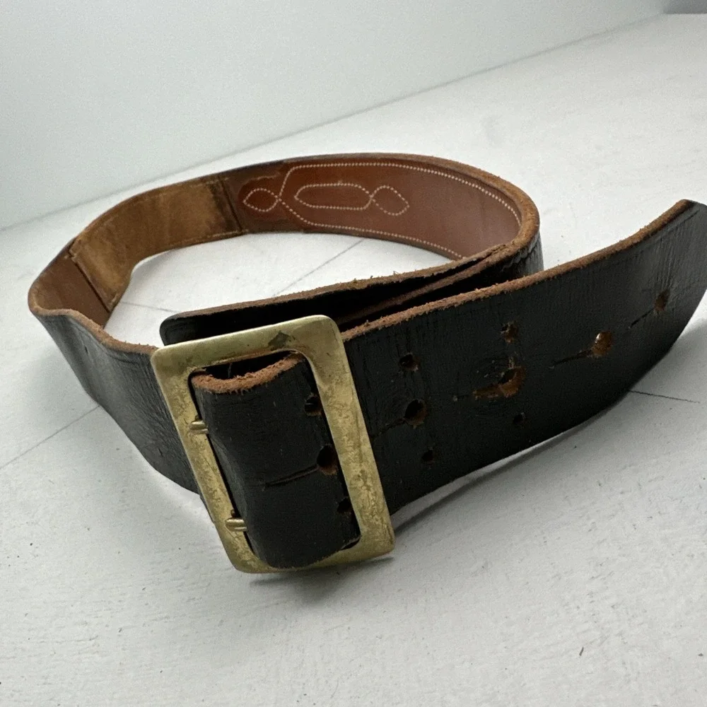 VTG Jay-Pee Sam Browne Duty Belt Size 42 Police Black Leather 2 1/4